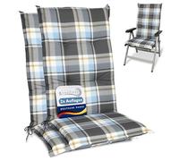 Beautissu Set de 2 Cojines para sillas de Exterior y jardín con Respaldo Alto Sunny BK Azul 120x50x6 cm tumbonas, mecedoras, Asientos cómodo Acolchado Resistente a Rayos UV