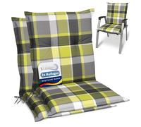 Beautissu Set de 2 Cojines para sillas de Exterior y jardín con Respaldo bajo Sunny GR Verde 100x50x6 cm tumbonas, mecedoras, Asientos cómodo Acolchado Resistente a Rayos UV