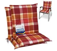 Beautissu Set de 2 Cojines para sillas de Exterior y jardín con Respaldo bajo Sunny RO Rojo 100x50x6 cm tumbonas, mecedoras, Asientos cómodo Acolchado Resistente a Rayos UV