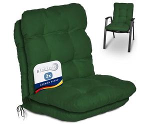 Beautissu Set de 2 Cojines Sillas Jardin Flair NL - Cojín para Sillas de Terraza o Cojines Exterior con Respaldo Bajo - 100x50x8 cm - Relleno de Copos de Gomaespuma - Verde Oscuro