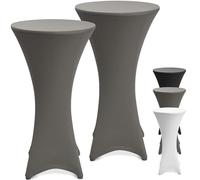 Beautissu Set de 2 Fundas elásticas para mesas Altas | Ø60-65cm antracita de 2 para excelentes refuerzo base cocktail cubremesa Stella