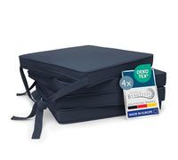Beautissu Set de 4 Cojines para Sillas con Bandas de Fijación | 45x40x5cm azul marino elegantes modernos para interior y exterior de almohadillas Antideslizantes cojín acolchado Loft SK