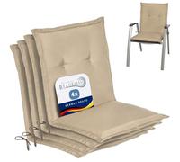 Beautissu Set de 4 Cojines sillas Jardin Loft NL - tumbonas mecedoras de balcón o Asiento Exterior con Respaldo bajo - 100x50x6 cm - Placas compactas de gomaespuma - Natural