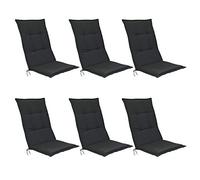 Beautissu, juego de 6 cojines para sillas de respaldo alto, base para silla, cojín para asiento, 120x50x6 cm, color gris grafito