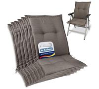 Beautissu Set de 6 Cojines Premium Sillas Jardin Respaldo bajo Tejido | 105x50cm grosor 7cm talpa resistente UV fijación antideslizante Cuscini Spessore Cuscino Sedia Giardino Fissaggio HighLux NL