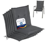 Beautissu Set de 6 Cojines sillas Jardin Exterior con Respaldo bajo Placas | 100x50x6cm gris grafito compactas de gomaespuma tumbonas mecedoras de balcón NL Asiento cojín núcleo espuma almohadón Loft