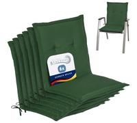 Beautissu Set de 6 Cojines sillas Jardin Exterior con Respaldo bajo Placas | 100x50x6cm verde oscuro compactas de gomaespuma tumbonas mecedoras de balcón NL Asiento cojín núcleo espuma almohadón Loft