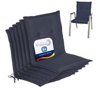 Beautissu Set de 6 Cojines sillas Jardin Loft NL - tumbonas mecedoras de balcón o Asiento Exterior con Respaldo bajo - 100x50x6 cm - Placas compactas de gomaespuma - Azul Marino