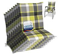 Beautissu Set de 8 Cojines para sillas de Exterior y jardín con Respaldo bajo Sunny GR Verde 100x50x6 cm tumbonas, mecedoras, Asientos cómodo Acolchado Resistente a Rayos UV