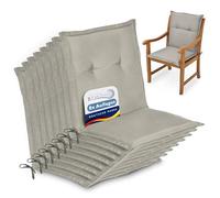 Beautissu Set de 8 Cojines sillas Jardin Loft NL - tumbonas mecedoras de balcón o Asiento Exterior con Respaldo bajo - 100x50x6 cm - Placas compactas de gomaespuma - Gris Claro