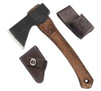 BeaverCraft Hacha de Tallado en Madera AX1 con Funda - Hacha Forjada Bushcraft para Camping - Hacha Pequeña de Bosque para Cortar y Partir - Herramienta de Jardinería con Mango de Madera