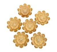 Beavorty 6 Piezas Soporte para Incienso de Loto Dorado de Aleación de Zinc 6 Agujeros y Recoge Cenizas, Adecuado para Meditación y Decoración en Estudios de Yoga