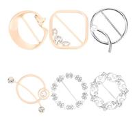 Beavorty Pinzas para Camisetas y Bufandas Anillos Decorativos de Metal en 6 Piezas (1 Plata 5 Dorado Mate) Gemas de Imitación, Hebillas para Corbatas y Cinchar la Cintura en Uso Diario