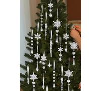 BEAZOOM Adornos acrílicos para árbol de Navidad, paquete de 18 unidades, colgantes de pico de hielo rosa y azul transparente, decoración festiva del hogar y exhibición navideña