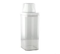 BEAZOOM Caja de almacenamiento hermética para detergente para ropa transparente para plástico con taza medidora y boquilla de vertido, detergente en polvo o jabón (1500 ml)