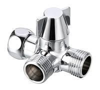 BEAZOOM Desviador de ducha de 3 vías de latón con válvula adaptadora roscada de 1/2 pulgada, divisor de manguera de ducha de mano con acabado galvanizado y control de flujo