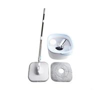 BEAZOOM Juego de fregona giratoria plana y cubo con exprimidor manos libres, separación de agua limpia para madera dura para suelos