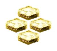 BEAZOOM Paquete de 4 luces solares de ladrillo de hielo, decoración de camino de jardín de cristal, 7 x 7 x 5 cm, impermeables, faroles para exteriores con luz blanca o cálida para patio