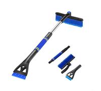 BEAZOOM Rascador de hielo extensible con escoba para coches, pala telescópica de nieve 3 en 1 de 60 a 80 cm, mango ergonómico, herramienta de limpieza de invierno de aluminio