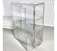 BEAZOOM Vitrina acrílica apilable de 2 niveles, caja de almacenamiento transparente con imán para puerta y estante ajustable, coleccionables, transparente, 36 x 14 x 27 cm