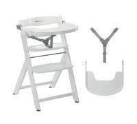 Bebeconfort Timba 2 Trona Evolutiva Bebé Madera, +6 Meses, Hasta 110 kg, Silla Trona Bebé Comedor Ergonómica, Apta para Mayoría de Mesas, Bandeja Extraíble, Asiento/Reposapiés Regulables, Blanco