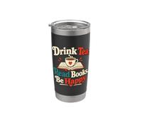 Beber té Leer libros Sé feliz Amante de los libros L Vaso térmico de acero inoxidable de doble pared
