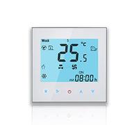 BecaSmart Serie 1000 Termostato WiFi 4 Tubos para Aire Acondicionado Fan Coil Blanco Retroiluminado con Conexión WiFi para Soporte de Voz Inteligente (4 Tubos, Blanco(WiFi))