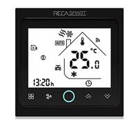 BecaSmart Series 002 Termostato Inteligente WiFi, Termostato de Ambiente de Dos Tubos con Pantalla Táctil para Acondicionadores de Aire Fan Coil con Soporte de Voz Inteligente, Negro