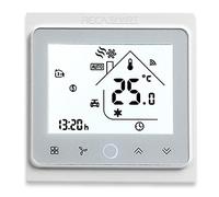BecaSmart Series 002 Termostato Wi-Fi Pantalla Táctil Termostato de Sala Dos Tubos para Aire Acondicionado Fan Coil con Conexión WiFi para Soporte Voz Inteligente (Blanco)