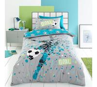 Bedding Bedlam - Funda de edredón Reversible (2 diseños, 200 x 140 cm), diseño de fútbol, Color Azul Aguamarina, Accesorios de Dormitorio