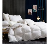 BedFabtasy Edredón Super King de 12 tog, edredón de plumas de ganso pesado de lujo, funda de algodón 100% orgánico y tela a prueba de plumón, calidad de hotel, con 8 pestañas en las esquinas, lavable