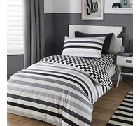 Bedlam - Beckett Stripe - Juego de Funda nórdica de fácil Cuidado - Tamaño de Cama Individual en Monocromo