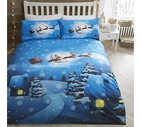 Bedlam Christmas - Juego de Funda de edredón para Cama de Matrimonio, diseño de Papá Noel Brilla en la Oscuridad, Multicolor
