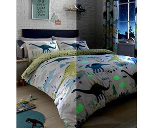 Bedlam Dino-Glow in The Dark - Juego de Funda de edredón (Multicolor, tamaño Individual)