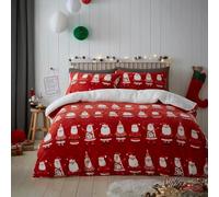 Bedlam - Funda de edredón de Forro Polar con diseño de Oso de Peluche navideño, tamaño Individual (140 x 200 cm), Funda de edredón de Papá Noel de Dibujos Animados, Ropa de Cama de Navidad de Forro
