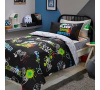 Bedlam - Funda de edredón Negra con diseño de Videojuegos, tamaño Individual (200 x 140 cm), Ropa de Cama Que Brilla en la Oscuridad, Reversible (2 diseños), Ropa de Cama para Videojuegos, Funda