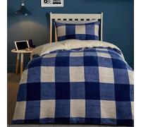 Bedlam Juego de funda de edredón de forro polar a cuadros azules, tamaño individual (140 x 200 cm), ropa de cama reversible de franela acogedora, funda de edredón de forro polar suave, ropa de cama de