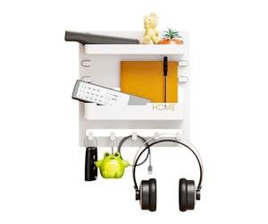Bedside Floating Shelf - Wall Adhesive Tray, Slim Nightstand Ledge | Recogida sin taladro, bandeja para organizador de cables para cables, estantería de almacenamiento estética para pequeños, paquete