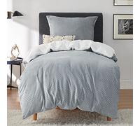 Bedsure Ropa de cama mullida de 135 x 200 cm, color gris, funda nórdica de invierno de forro polar con funda de almohada de 80 x 80 cm, ropa de cama cálida con cremallera, ropa de cama de invierno