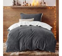 BEDSURE Ropa de cama mullida de 135 x 200 cm, color gris, funda nórdica de invierno de forro polar con funda de almohada de 80 x 80 cm, ropa de cama cálida con cremallera, color gris