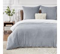 Bedsure Ropa de cama mullida de 155 x 220 cm, gris, funda nórdica de invierno de forro polar con 2 fundas de almohada de 80 x 80 cm, cálida con cremallera, de invierno