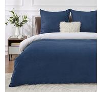 BEDSURE Ropa de cama mullida de 200 x 200 cm, color azul, funda nórdica de invierno de forro polar con 2 fundas de almohada de 80 x 80 cm, ropa de cama cálida con cremallera, ropa de cama de invierno