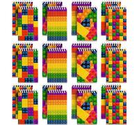 Bedwina Mini cuadernos de bloques de construcción (32 pzs), blocs de notas en espiral estilo ladrillos, tamaño bolsillo para niños, ideales para cumpleaños, bolsas sorpresa y recompensas escolares