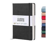 Beechmore Books Cuaderno Rayado - A5, Negro I Libreta Tapa Dura Cuero Vegano, Papel Grueso 120gsm Crema Rayado, Caja de Regalo, para Escritores, Diaristas, Reuniones de Negocios y Estudiantes