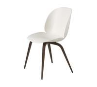 Beetle Silla de Comedor Patas de Madera Roble Ahumado mate/Alabastro Blanco