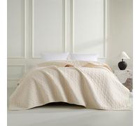beeweed Colcha de color beige de 240 x 260 cm - Colcha versátil como colcha o cubresofá - Ideal como cama de estilo moderno - Manta para cama y sofá
