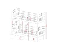 Befara Litera Infantil Kalas 2 en 1 - Divisible con Cajones Inferiores, Madera Maciza Pino, Segura - Blanco - 80 x 180