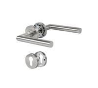 BEILEIOU Set de manijas para puertas interiores, en acero inoxidable, moderno en forma de L, color plateado, diseño elegante y sencillo, ideal para el hogar o la oficina (1, plateado, cilindro