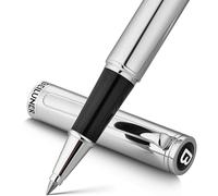 BEILUNER Bolígrafo Roller de Lujo, Detalles Dorados 24K, Diseños Nobles y Elegantes, Recambio Schneider, Mejor Set de Regalo para Hombre y Mujer, Profesional, Oficina Ejecutiva - Cromo