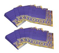 Beistle Servilletas de papel Ramadán de 2 capas, 32 piezas, vajilla de fiesta, 6.75 x 6.75 pulgadas, morado/dorado/blanco